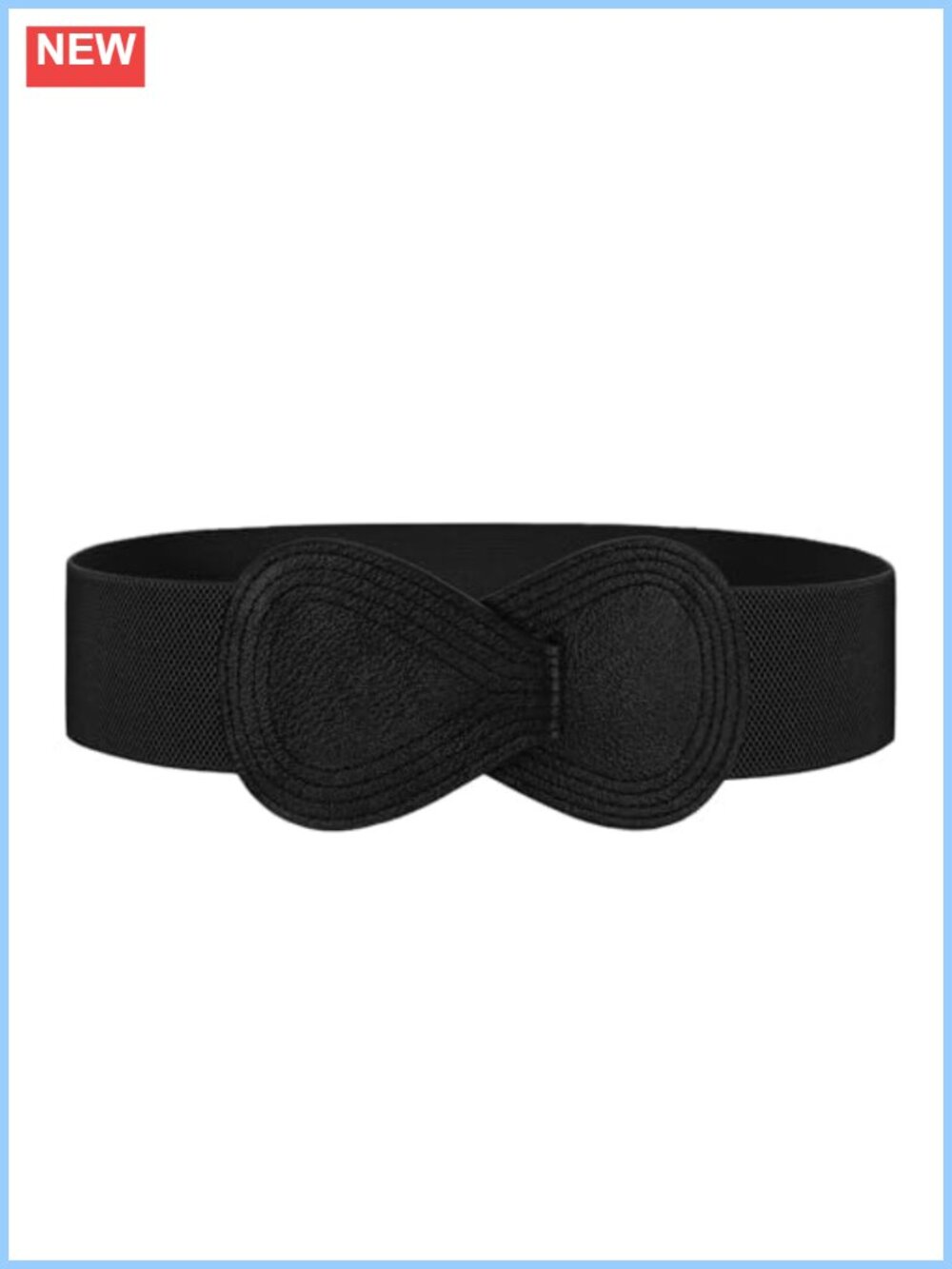 Wide Elastic Stretch Dress Belt with 8-shaped Interlock Leather Buckle